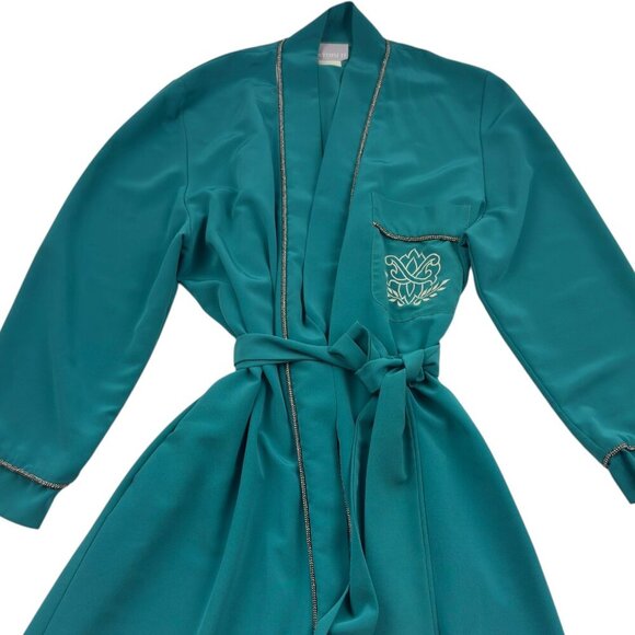 Natori II Vintage Minimalist Long Green Robe Women's Size L/XL - Picture 3 of 9